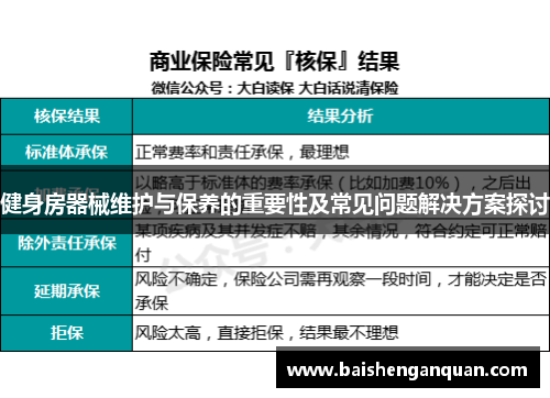 健身房器械维护与保养的重要性及常见问题解决方案探讨